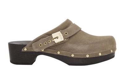 Klomp Scholl Women Pescura Robin Suede Te Taupe