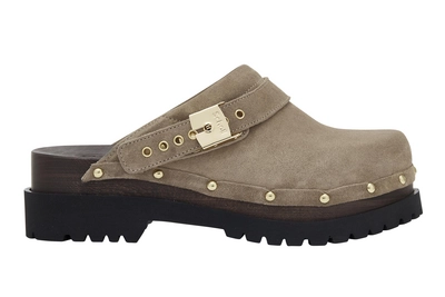 Clog Scholl Cindy Suede Te Damen Taupe