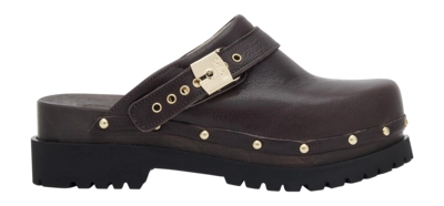 Klomp Scholl Women Cindy Leather T Dark Brown