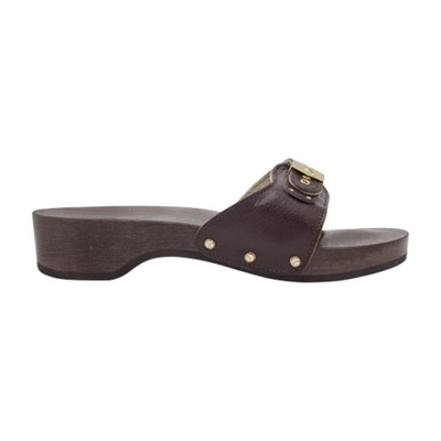 Tongs Scholl Women Pescura Talon Cuir Tris Dark Brown