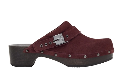 Klomp Scholl Women Pescura Robin Suede Te Plum