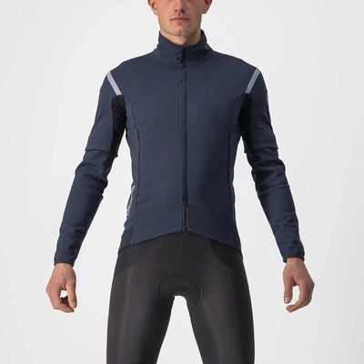 Fietsjack Castelli Men Perfetto Ros 2 Convertible Jacket Belgian Blue/Silver Reflex