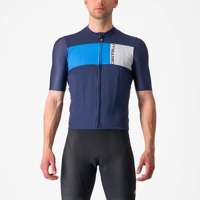 Fietsshirt Castelli Men Prologo 7 Jersey Belgian Blue/Drive Blue-Silver