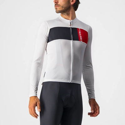 Fietsshirt Castelli Men Prologo 7 Long Sleeve Jersey Ivory/Light Black-Red