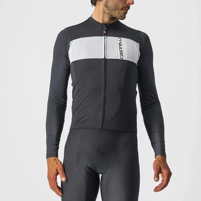 Fietsshirt Castelli Men Prologo 7 Long Sleeve Jersey Light Black/Silver Gray-Ivory
