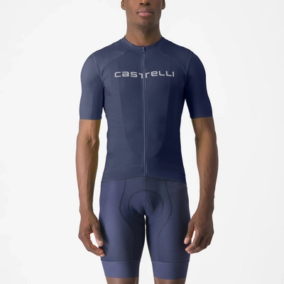 Fahrradshirt Castelli Prologo Lite Jersey Herren Belgian Blue/Ivory