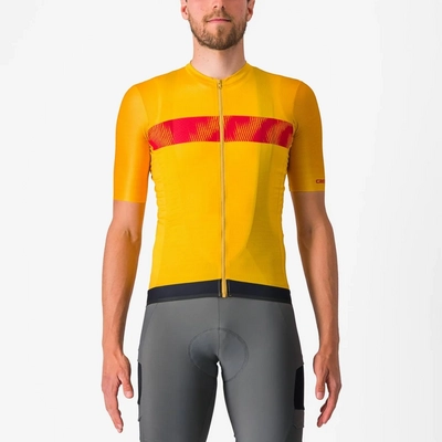 Fietsshirt Castelli Men Unlimited Endurance Jersey Goldenrod/Rich Red