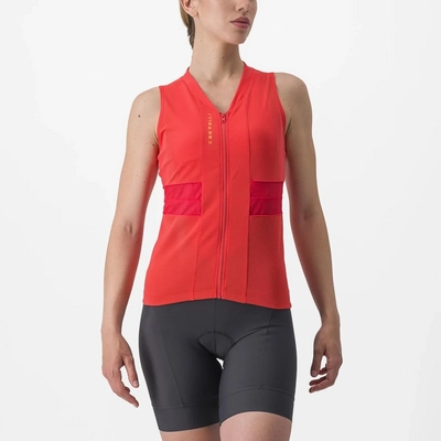 Maillot de Vélo Castelli Women Anima 4 Sleeveless Hibiscus/Soft Orange