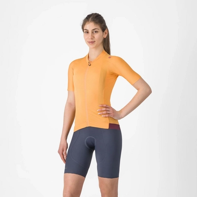 Fietsshirt Castelli Women Espresso Jersey Soft Orange/Deep Bordeaux