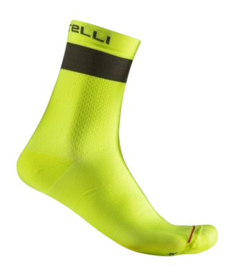 Fietssok Castelli Unisex Prologo Lite 15 Sock Electric Lime/Deep Green