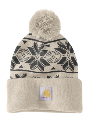 Muts Carhartt Women Knit Pom Jacquard Beanie Oat Milk