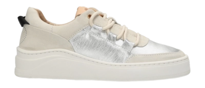 Baskets Fred de la Bretoniere Femme Emmya Chunky Metallic Silver/White