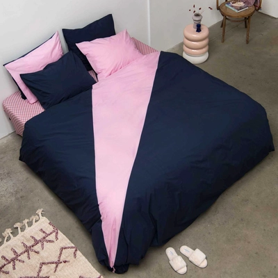 Dekbedovertrek SNURK Colorblock Navy-Pink Percal