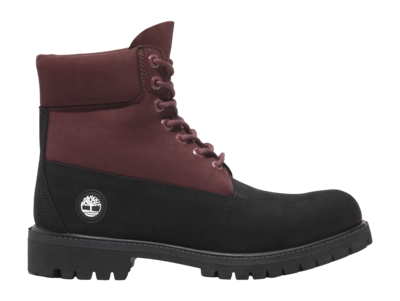 Timberland Men Premium 6 Inch Lace WP Black Nubuck W Burgundy
