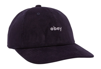 Cap Obey Men Lowercase Corduroy 6 Panel Strapback Academy Navy