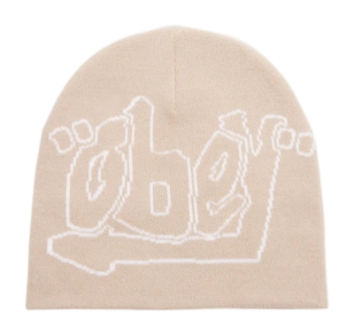 Beanie Obey Men Quote Silver Grey
