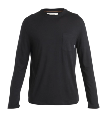 T-Shirt Icebreaker Men Merino 150 Tech Lite III LS Relaxed Pocket Tee Black