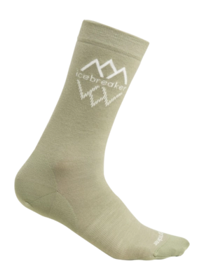 Wandersocken Icebreaker MerinoLifestyle Fine Gauge Crew Icebreaker Logo Reflections Lichen Snow