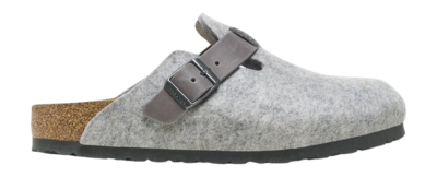Clog Birkenstock Boston Leather Felt Unisex Light Gray Narrow