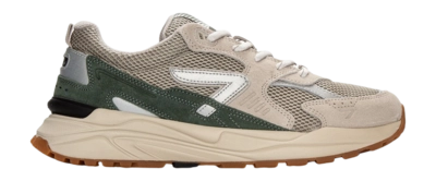 Baskets HUB Homme Grid S48 Washed Linen Silver Sage Green Light Beige Dark Gum