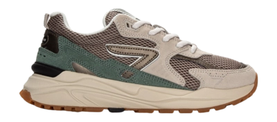 Baskets HUB Femme Grid S48 Almond Brown Antique Bronze Leaf Grean Light Beige Dark Gum