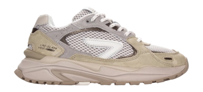 Baskets HUB Femme Slam M35 Mid Grey Off White Washed Linen Light Bone Almond Brown
