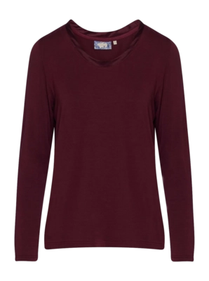 Pyjamashirt Essenza Women Luyza Uni Burgundy