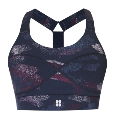 Brassière Sweaty Betty Women Power Medium Support Sports Blue Spray Camo