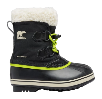 Bottes de Neige Sorel Enfant Yoot PAC Nylon WP Black Chartreuse 24