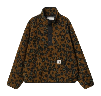 Fleecepullover Carhartt WIP Elliot High Neck Liner Damen Camo Leo Jacquard, Tamarind / Black