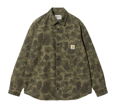 Hemd Carhartt WIP L/S Duck Unisex Camo Duck, Green / Office Green