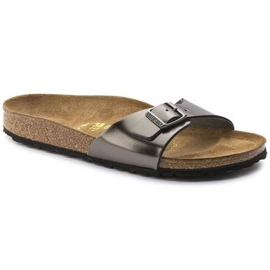 Slippers Birkenstock Women Madrid Leather Metallic Anthracite Narrow