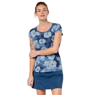 T-Shirt Jack Wolfskin Women Marigold Midnight Blue All Over
