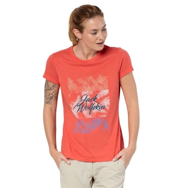 T-Shirt Jack Wolfskin Women Royal Palm Hot Coral