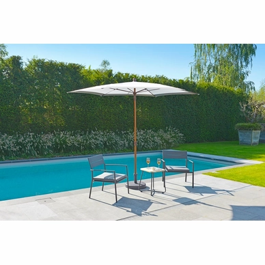 2---2019 M&L alu Grace lounge chair - teak Liz side table - Beach parasol