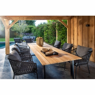 2---2022 Jikan dining chair black rope black cushion panther black + Kaihou dining table 350 x100cm_preview