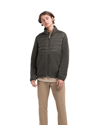 Vest Herschel Supply Co. Men's Guide Fleece Hybrid Sherpa Full Zip Dark Olive