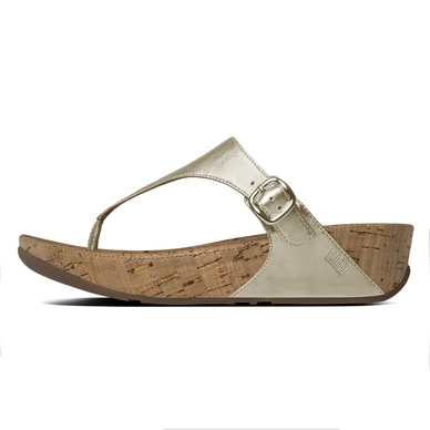 Slipper FitFlop The Skinny™ Leather Metallic Pale Gold