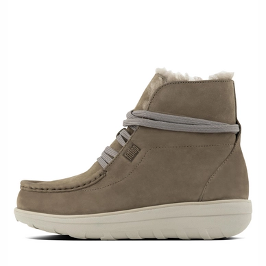 Enkellaars FitFlop Loaff™ Lace-Up Ankle Boot Shearling Suède Desert Stone
