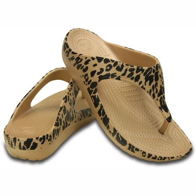 Slipper Crocs Sloane Leopard Flip Women Gold