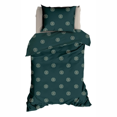 2---Dekbedovertrek Romanette Flocons Forestgreen Flanel-1