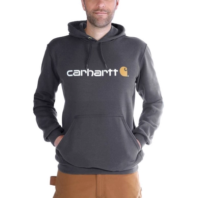 Trui Carhartt Men Signature Logo Hooded Sweatshirt Carbon Heather