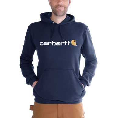 Trui Carhartt Men Signature Logo Hooded Sweatshirt New Navy