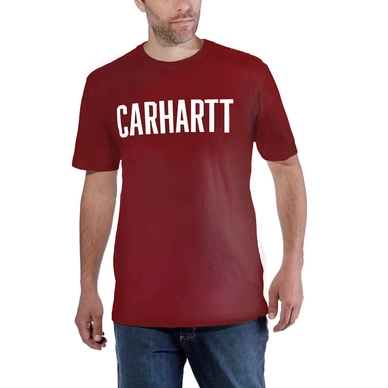 T-Shirt Carhartt Men Block Logo S/S Fired Brick Heather