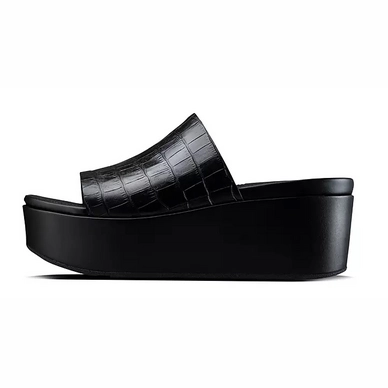 2---FitFlop Eloise Croc Print Wedge Slides All Black 1