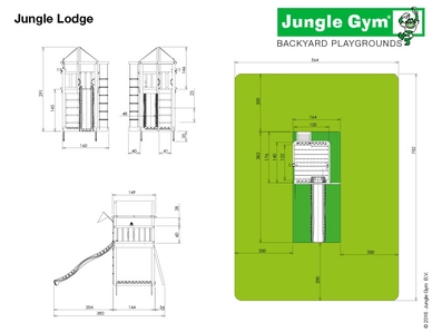 Speelset Jungle Gym Jungle Lodge + Balcony Rood