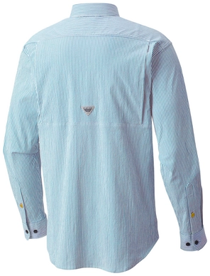 Blouse Columbia Men Super Harborside  Woven Vivid Blue Seersucker Stripe