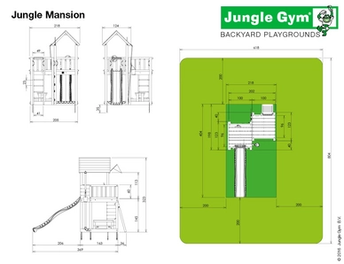 Speelset Jungle Gym Jungle Mansion + Playhouse 145 + 2-Swing X'tra Blauw