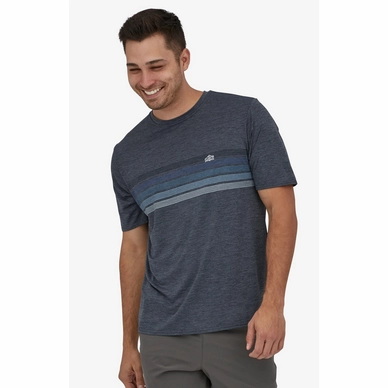2---T-Shirt Patagonia Men Cap Cool Daily Graphic Shirt Line Logo Ridge Stripe Smolder Blue X-Dye-2