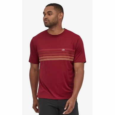 2---T-Shirt Patagonia Men Cap Cool Daily Graphic Shirt Line Logo Ridge Stripe Wax Red X-Dye-2